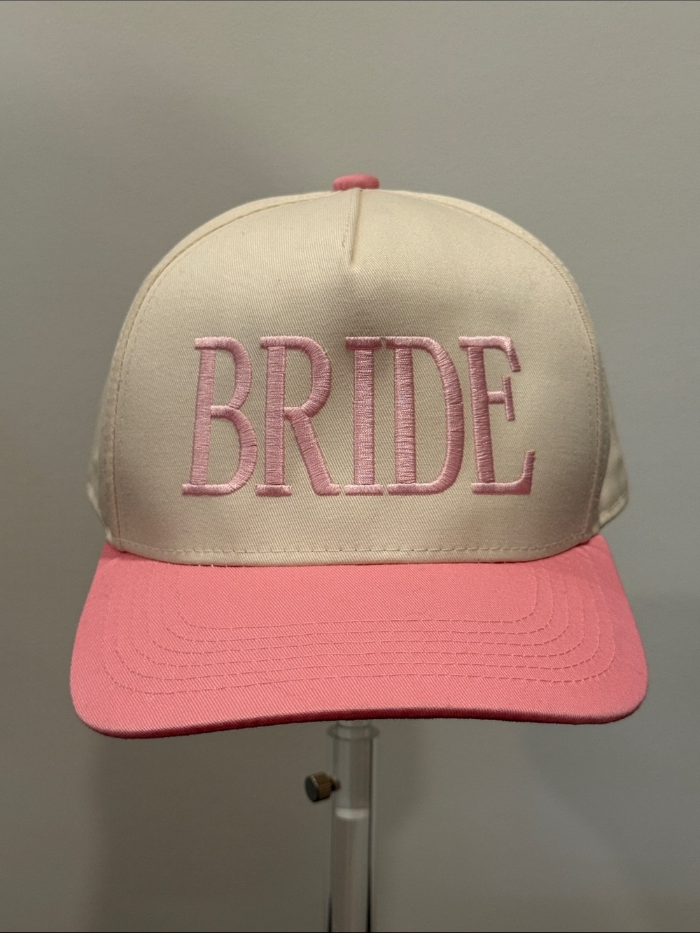 Bride Embroidered Baseball Cap - Pink and Cream Size OS